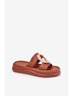 Dámské sandály na platformě se zlatým detailem Camel model 21687279 - Boto Dámské sandály na platformě se zlatým detailem Camel model 21687279 - Boto