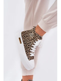 Wysokie Trampki Damskie W Panterkę Na Platformie Brązowe Laviriona