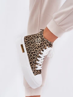 Wysokie Trampki Damskie W Panterkę Na Platformie Brązowe Laviriona