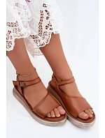 Kožené dámské sandály na platformě model 22208644 Camel - Maciejka