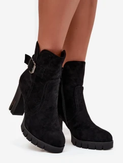 Dámske čižmy Selisse na podpätku - čierne