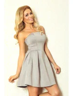 Dámske spoločenské neoprén šaty korzetové GORZET krátke sivé - Šedá / L - Numoco