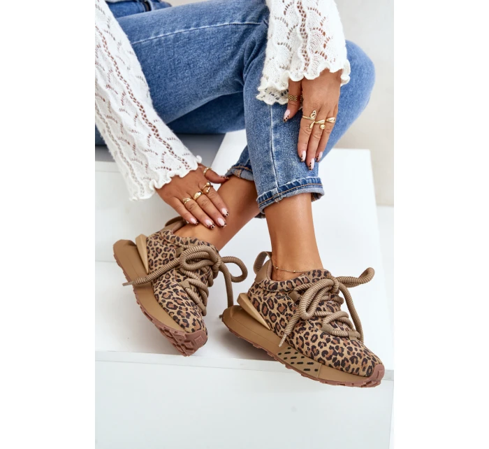 Zamszowe Sneakersy Damskie Na Platformie Z Grubym Sznurowaniem Panterka Artiker 55C0135 Brązowe Zamszowe Sneakersy Damskie Na Platformie Z Grubym Sznurowaniem Panterka Artiker 55C0135 Brązowe