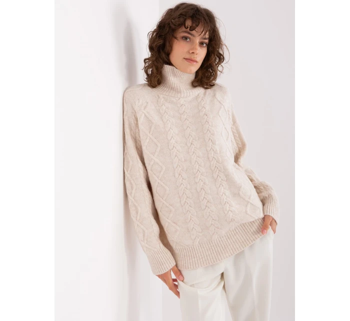 Sweter AT SW jasny beżowy model 19014635 - FPrice Sweter AT SW jasny beżowy model 19014635 - FPrice