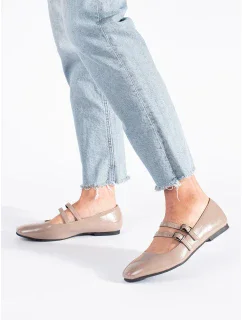 Praktické hnedé baleríny pre ženy bez podpätku