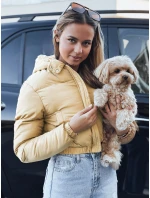 Dámska krátka zimná bunda s kapucňou žltá FashionStreet TY5360