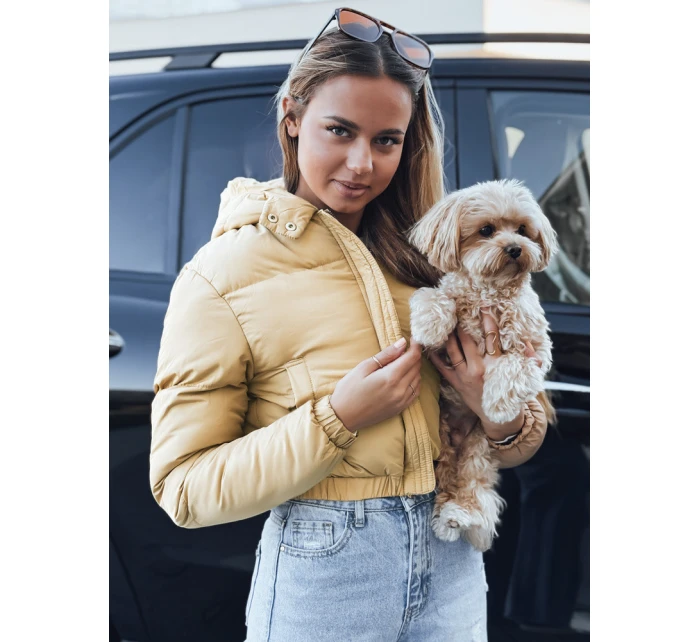 Dámska krátka zimná bunda s kapucňou žltá FashionStreet TY5360