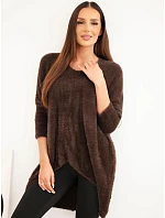 Dámský svetr Plus Size s výstřihem do V hnědý Dámský svetr Plus Size s výstřihem do V hnědý