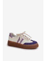 Zazoo N1068S6 Skórzane Niskie Sneakersy Damskie Na Platformie Białe