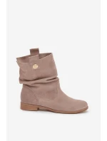 Kožené semišové dámské s řasením s  béžové model 21712955 - Zazoo