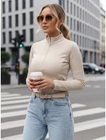 FashionStreet BY1561 dámska mikina na zips so stojačikom béžová FashionStreet BY1561 dámska mikina na zips so stojačikom béžová