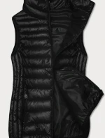 Čierna dámska vesta so stojatým golierom (B8233-1)