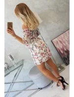 Španielske šaty s kvetinovým motívom ecru