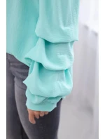 Španielska blúzka s ozdobnými rukávmi mätová Španielska blúzka s ozdobnými rukávmi mätová