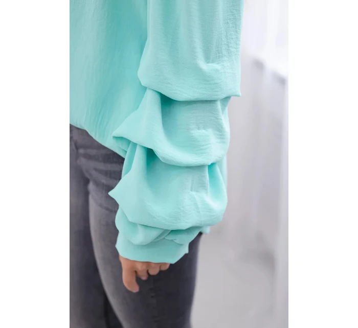 Španielska blúzka s ozdobnými rukávmi mätová Španielska blúzka s ozdobnými rukávmi mätová