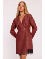 M871 Zavinovacie šaty z tvídu - bordové