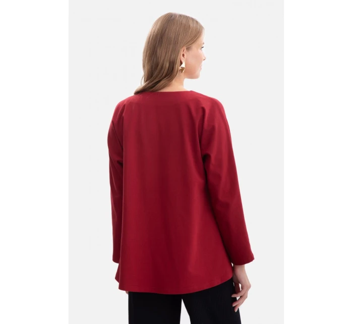 B304 Pletený sveter s výstrihom do V - bordový