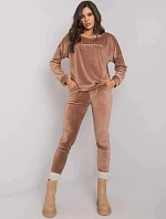 Dámska dvojdielna velúrová súprava 7206.26X hnedá - RUE PARIS