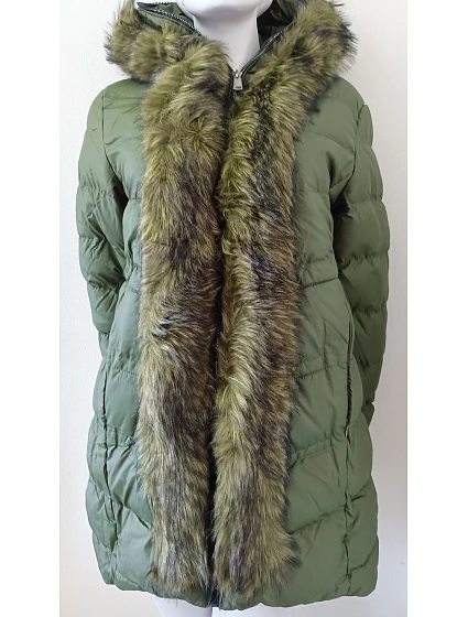 Dámská zimní bunda s kožešinou zelená model 21758985 - Good looking