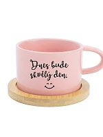 TODAY WILL BE A GREAT DAY - ružový hrnček s makrónkou 200 ml