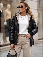 Dámska prešívaná prechodná bunda s kapucňou, čierna, FashionStreet TY5786 Dámska prešívaná prechodná bunda s kapucňou, čierna, FashionStreet TY5786