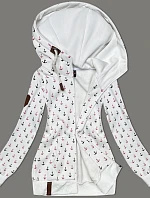 Teplá mikina na zips s kotvami biela (2307)