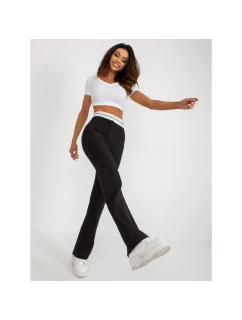 Čierne látkové nohavice do zvonu bez vreciek (DHJ-SP-6971.33P)