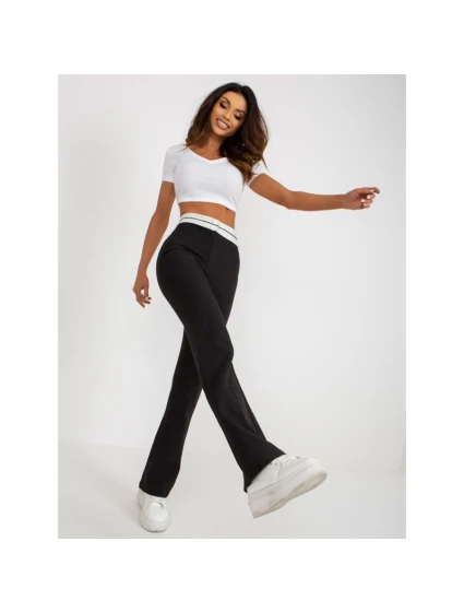 Čierne látkové nohavice do zvonu bez vreciek (DHJ-SP-6971.33P) Čierne látkové nohavice do zvonu bez vreciek (DHJ-SP-6971.33P)