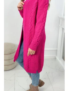Sveter Cardigan kockovaný kockovaný fuchsiový