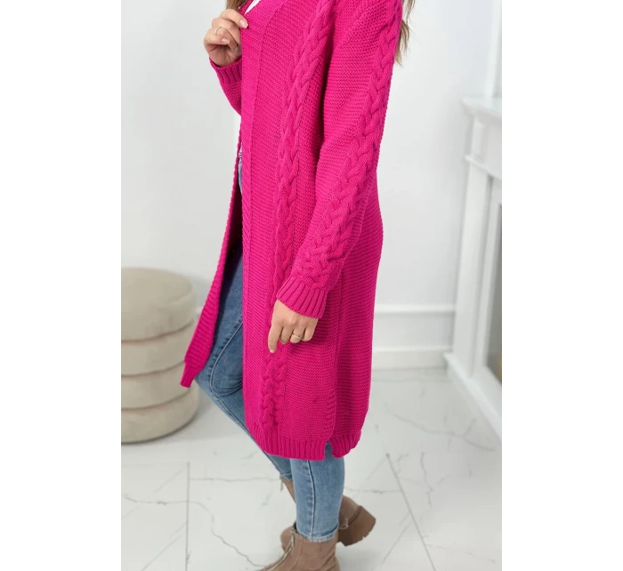 Sveter Cardigan kockovaný kockovaný fuchsiový