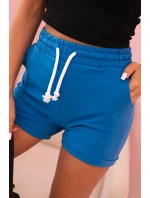 Dámske bavlnené šortky s elastickým pásom a viazaním v karmínovej farbe