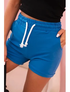 Dámske bavlnené šortky s elastickým pásom a viazaním v karmínovej farbe