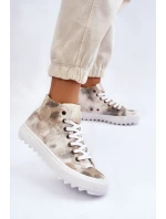 Dámské tenisky High Big Star model 21608921 Bílá a zelená - Big Star Shoes Dámské tenisky High Big Star model 21608921 Bílá a zelená - Big Star Shoes