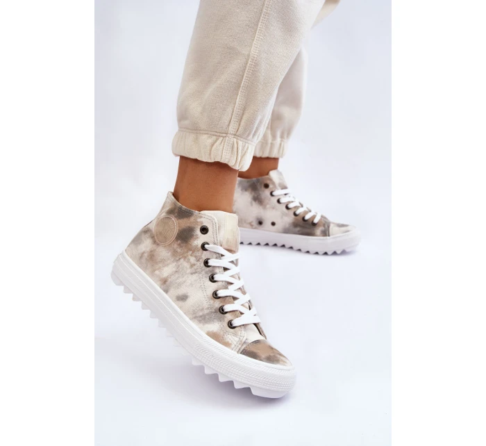 Dámské tenisky High Big Star model 21608921 Bílá a zelená - Big Star Shoes Dámské tenisky High Big Star model 21608921 Bílá a zelená - Big Star Shoes