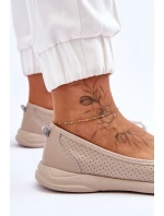 Kožené dámské prolamované baleríny Béžová model 21616489 - EVENTO