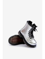 Ocieplane Botki Dziewczęce Lakierowane Na Zamek Srebrne Novita