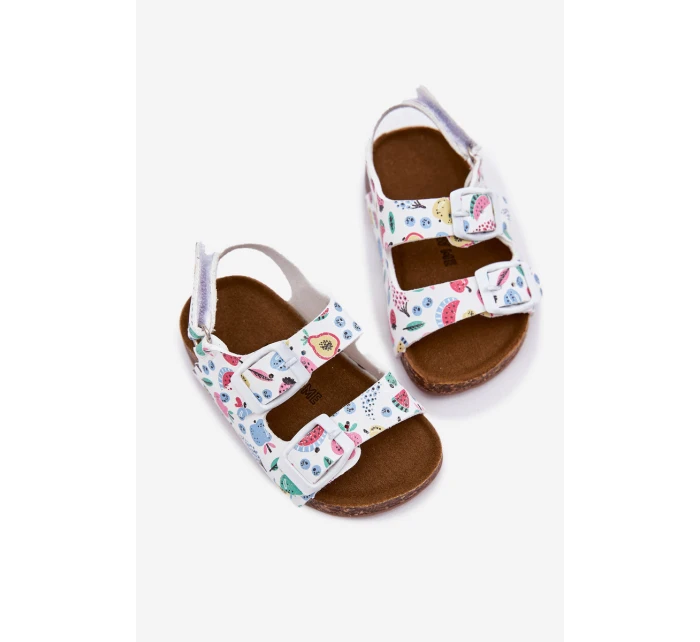 Dětské sandály na korkové podrážce s přezkami bílé model 21701044 - Boto Dětské sandály na korkové podrážce s přezkami bílé model 21701044 - Boto