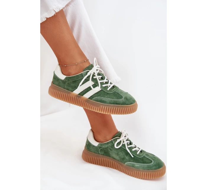 Dámské Velurové Tenisky Na Platformě Zelené model 21703435 - Boto