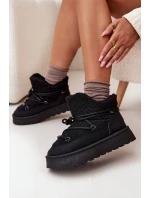 Śniegowce Damskie Na Platformie Z Futerkiem Typu Baranek Big Star SS274109 Czarne