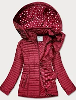 Červená dámska bunda s bodkovanou podšívkou (SF8981)