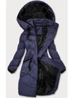 Dámska zimná bunda s kapucňou, tmavomodrá (5M733-215)
