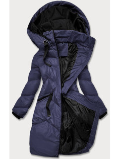 Tmavomodrá dámska zimná bunda s kapucňou (5M733-215)