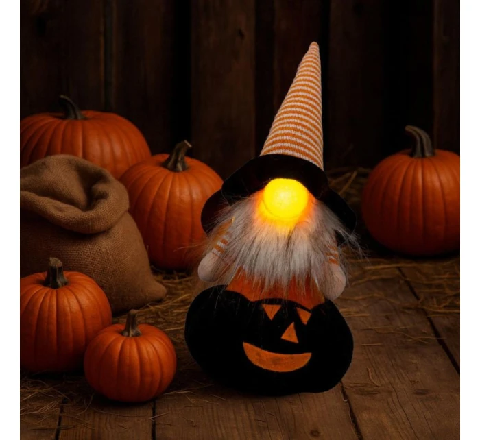 DEKORATÍVNA FIGÚRKA NA TEKVICI 35CM LED HALLOWEEN ČIERNA