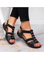 Čierne kožené sandále Rieker W 64580 dámske