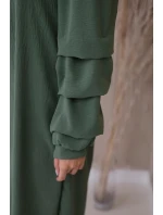 Španielske khaki šaty s ozdobnými rukávmi Španielske khaki šaty s ozdobnými rukávmi