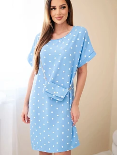 Dámské šaty s puntíky s krátkým rukávem a s model 22064437 modrá - K-Fashion