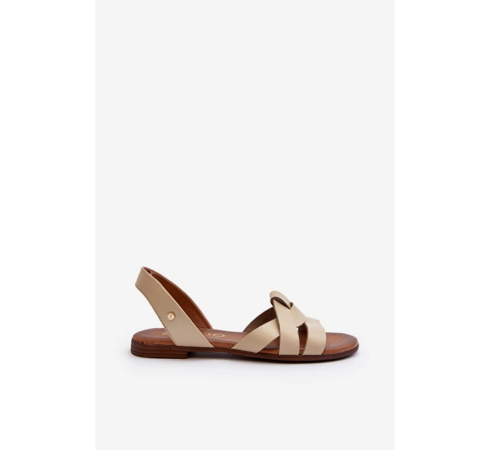 Zazoo 40185 Wygodne Skórzane Wsuwane Sandały Beżowe