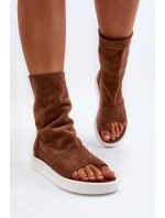 Hnědé Dámské Sandály Zamszové Svrchní model 21652349 - Zazoo Hnědé Dámské Sandály Zamszové Svrchní model 21652349 - Zazoo