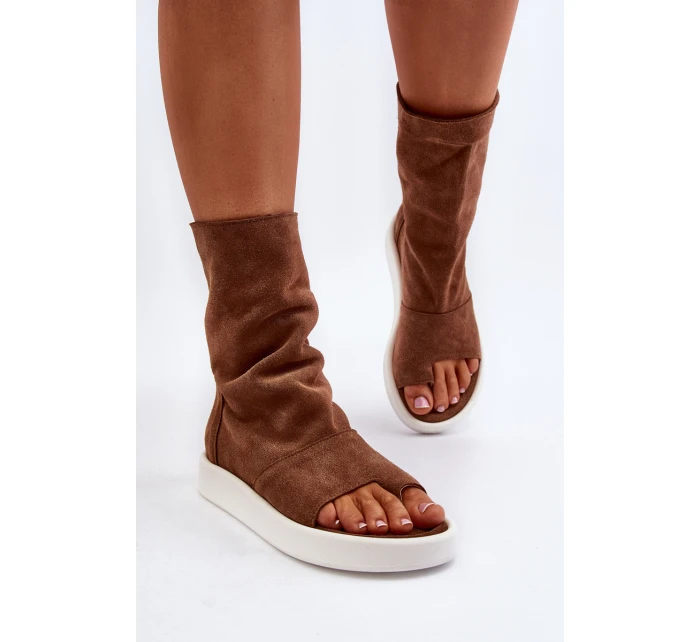 Hnědé Dámské Sandály Zamszové Svrchní model 21652349 - Zazoo Hnědé Dámské Sandály Zamszové Svrchní model 21652349 - Zazoo