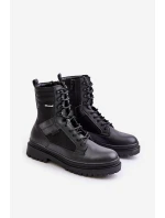 Skórzane Trapery Botki Męskie Ocieplane Big Star OO174164 Czarne Skórzane Trapery Botki Męskie Ocieplane Big Star OO174164 Czarne